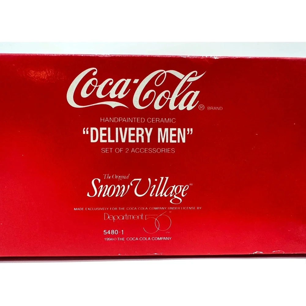Vintage Dept 56 Coca-Cola Delivery Men Snow Village 5480-1 Ceramic Figurine Set